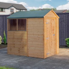 7x5 Mercia Shiplap Apex & Reverse Apex Shed - apex style front view with door closed