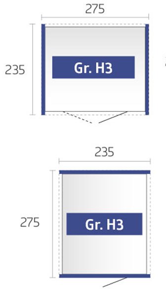 9 x 8 Biohort HighLine H3 Metal Shed - Double Door - Dimensions