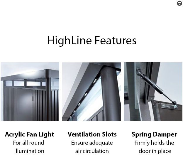 9 x 8 Biohort HighLine H3 Metal Shed - Double Door - Features