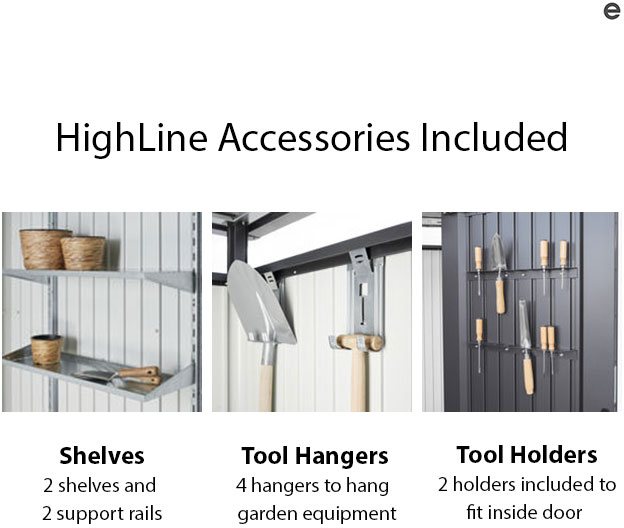 9 x 8 Biohort HighLine H3 Metal Shed - Double Door - Accessories