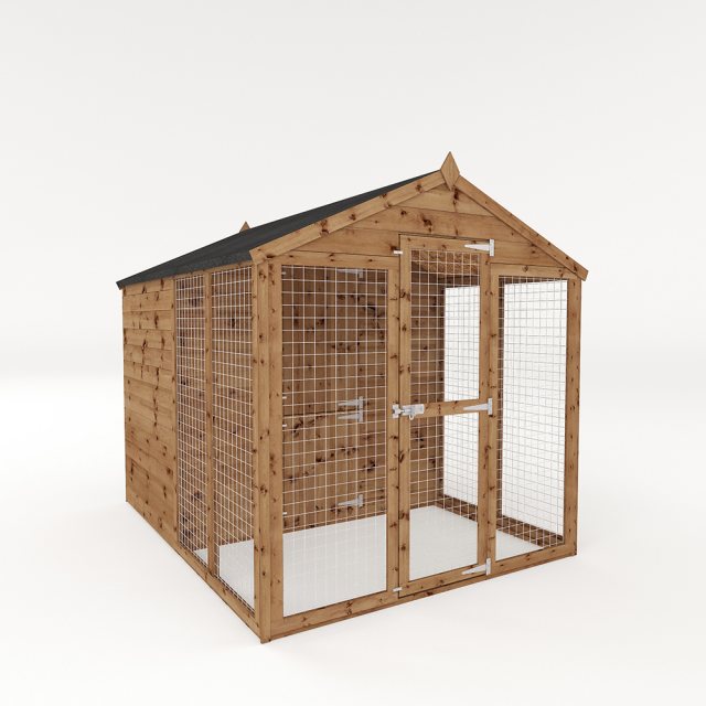 8x6 Mercia Staffordshire Dog Kennel & Run - Pressure Treated - isolated with door closed